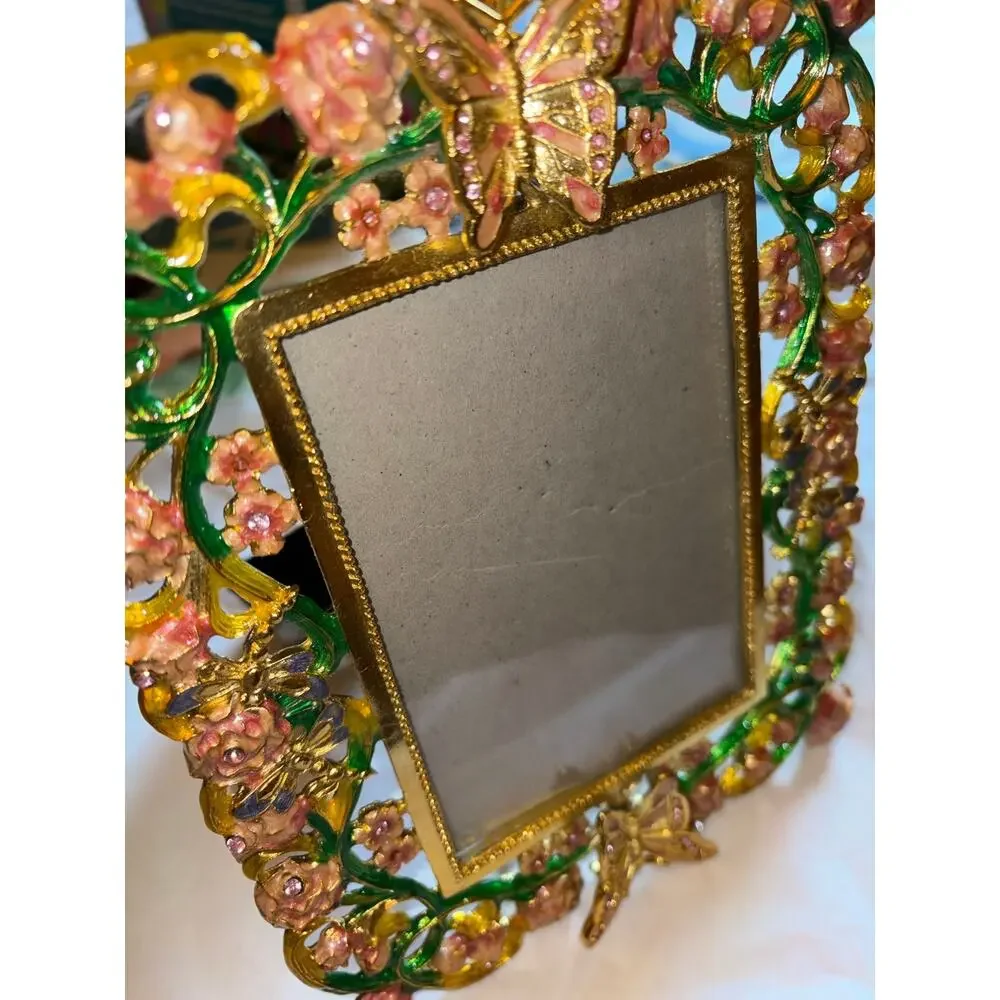 Butterfly Rhinestone Enamel Vintage Picture Photo Frame